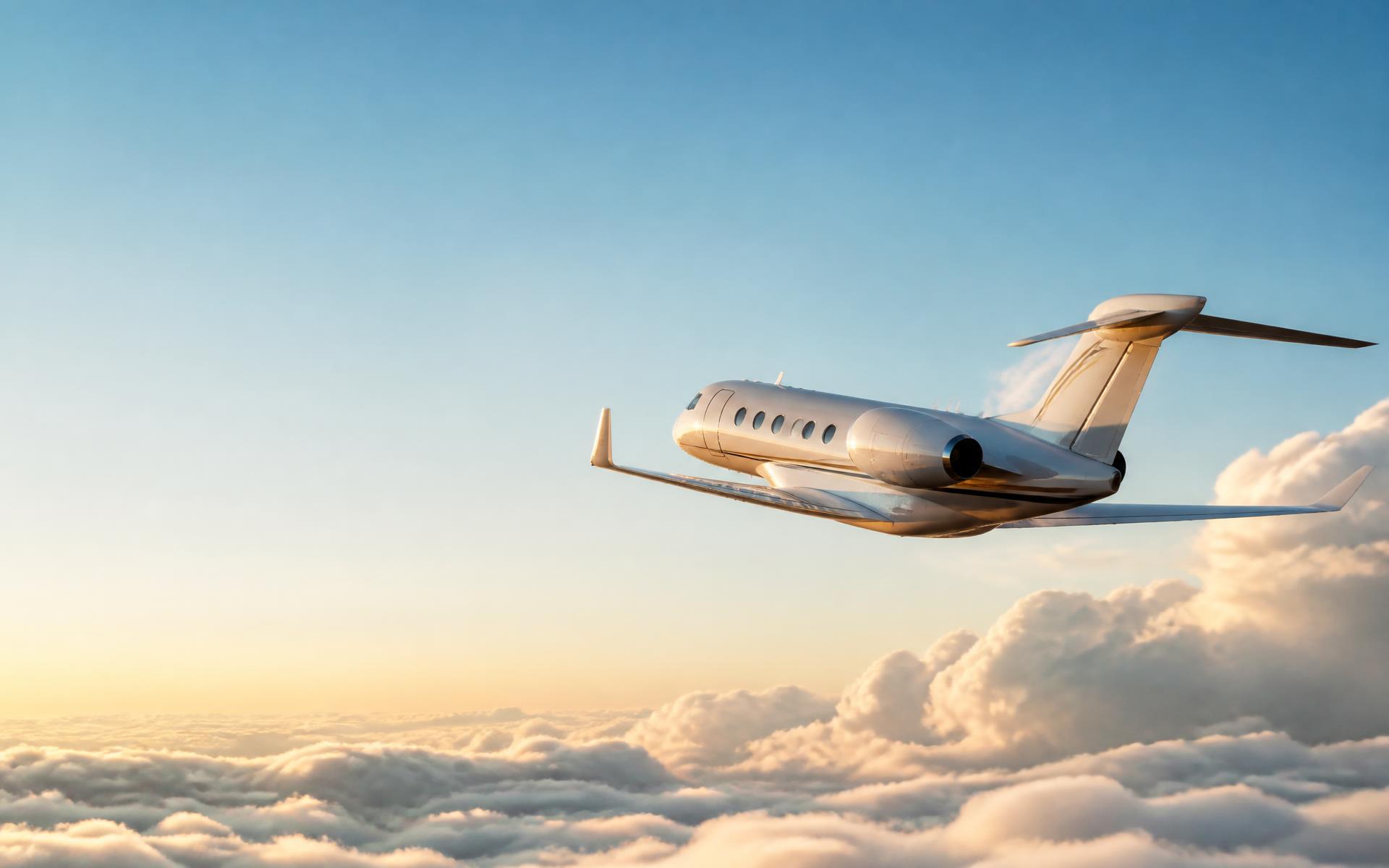 Jet climbing above a sunlit cloud layer into clear sky